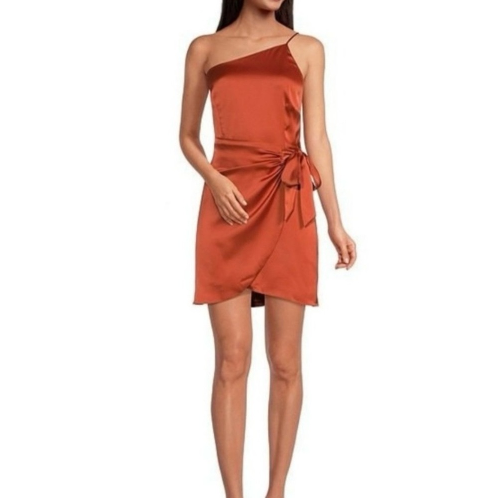 GIANNI BINI NWT ONE SHOULDER SATIN MINI DRESS